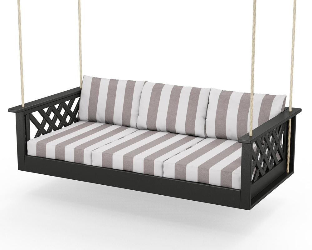 Wovendale Daybed Swing - Black / Cabana Stripe Grey Mist