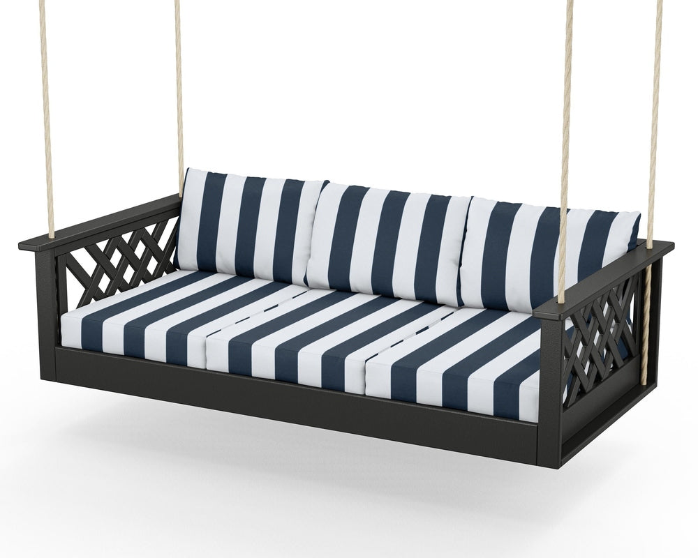 Wovendale Daybed Swing - Black / Cabana Stripe Marine Indigo