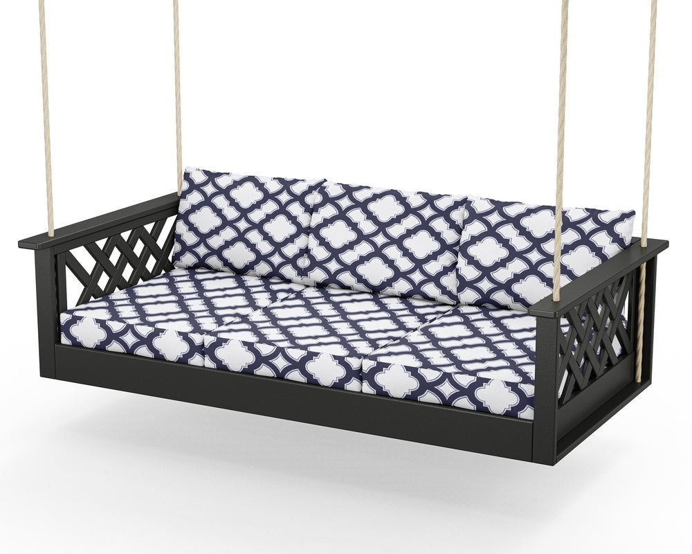 Wovendale Daybed Swing - Black / Trellis Navy