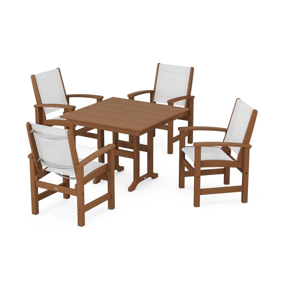 POLYWOOD® - Coastal 5-Piece Farmhouse Dining Set - PWS1141 Outdoor Furniture POLYWOOD®