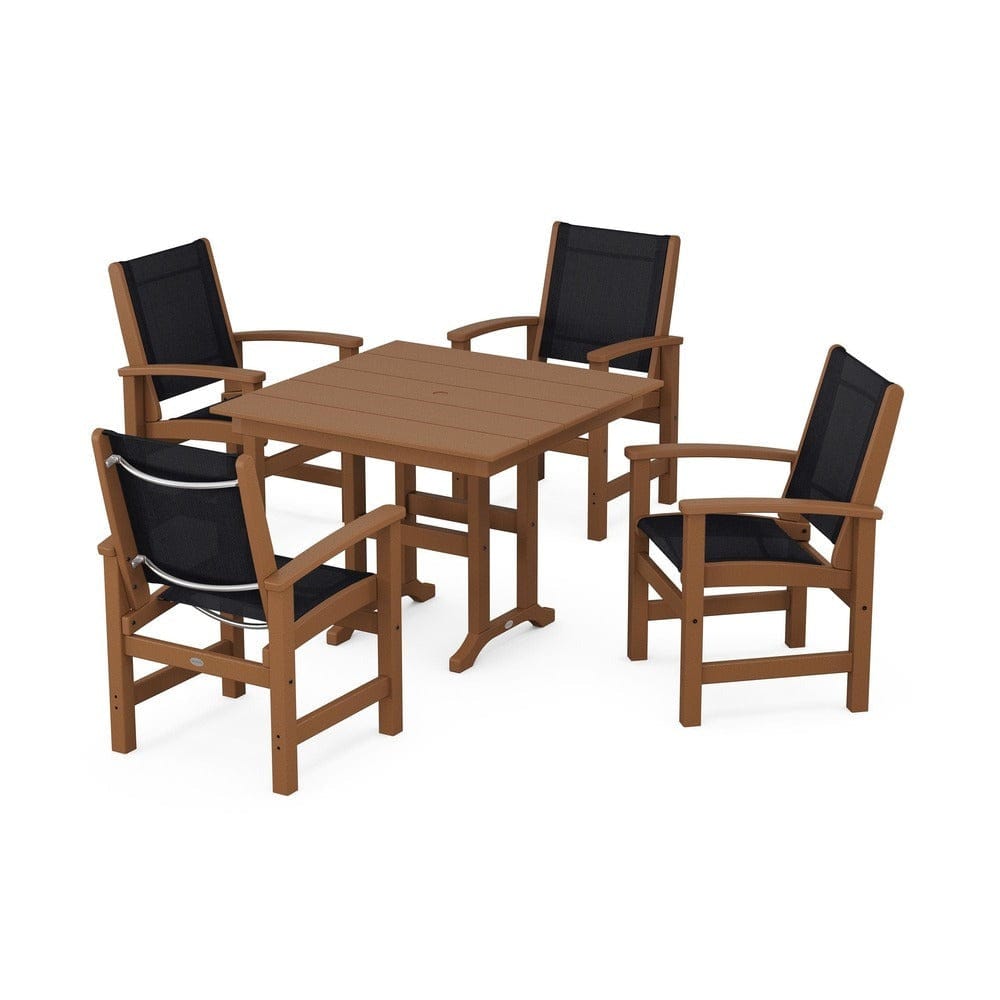 POLYWOOD® - Coastal 5-Piece Farmhouse Dining Set - PWS1141 Outdoor Furniture POLYWOOD®