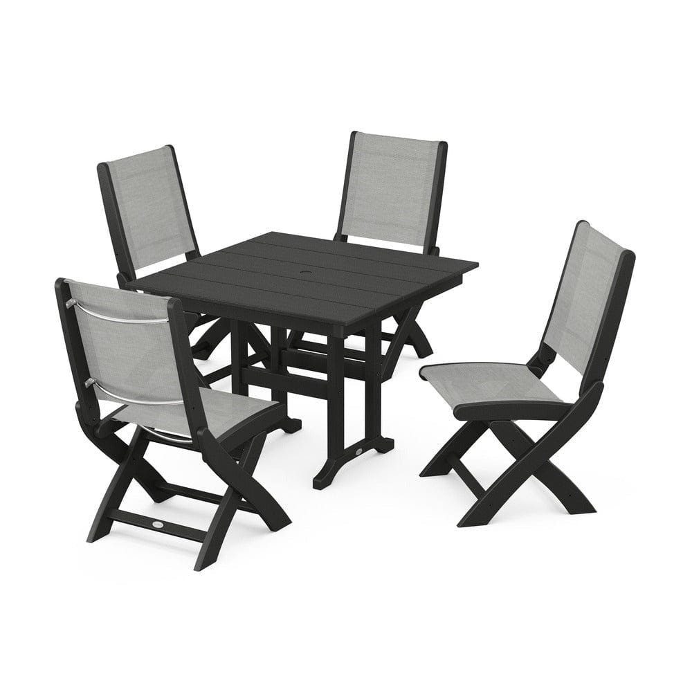 POLYWOOD® - Coastal Folding Side Chair 5-Piece Farmhouse Dining Set - PWS1143