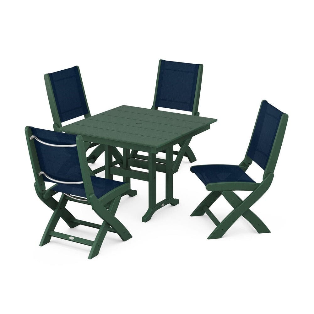 POLYWOOD® - Coastal Folding Side Chair 5-Piece Farmhouse Dining Set - PWS1143
