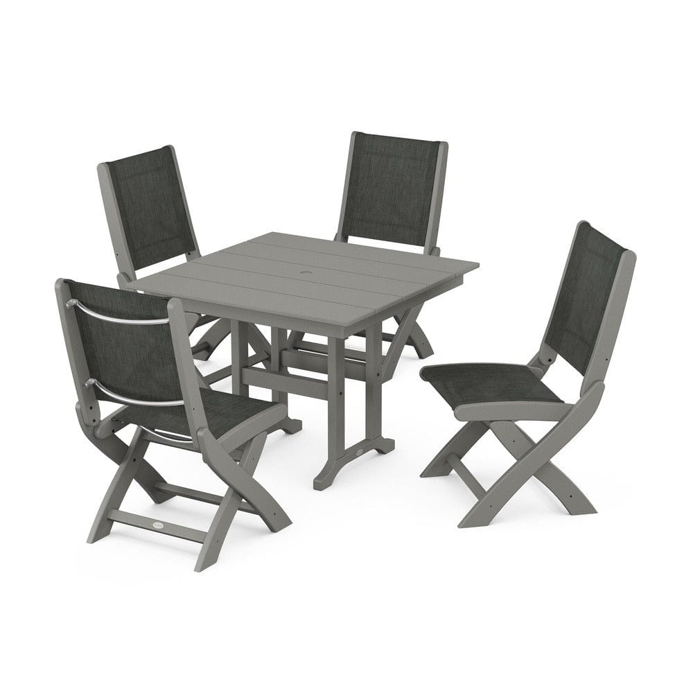 POLYWOOD® - Coastal Folding Side Chair 5-Piece Farmhouse Dining Set - PWS1143