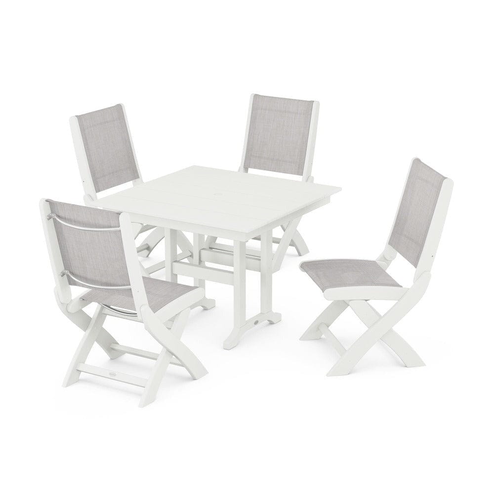 POLYWOOD® - Coastal Folding Side Chair 5-Piece Farmhouse Dining Set - PWS1143
