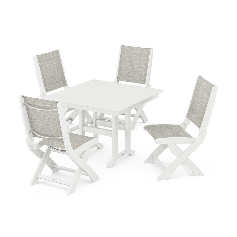 POLYWOOD® - Coastal Folding Side Chair 5-Piece Farmhouse Dining Set - PWS1143 Outdoor Furniture POLYWOOD®
