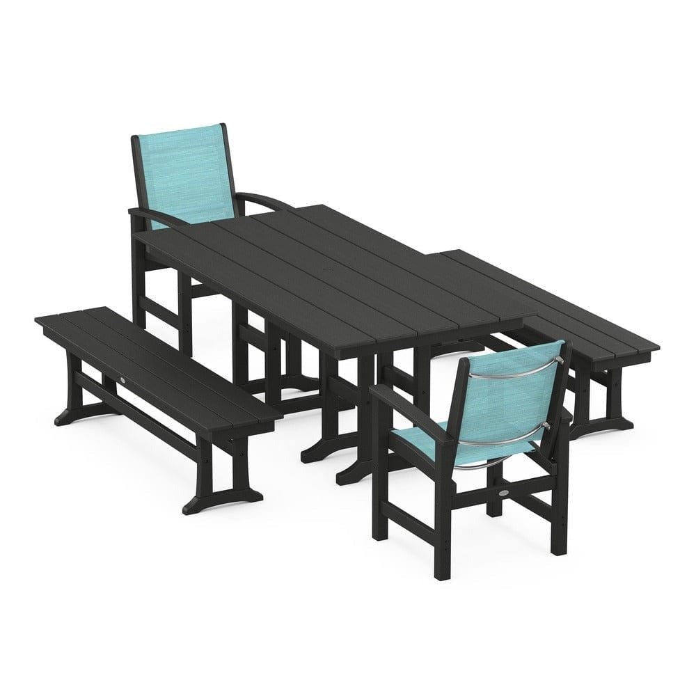 POLYWOOD® - Coastal 5-Piece Farmhouse Dining Set - PWS1175 Outdoor Furniture POLYWOOD®