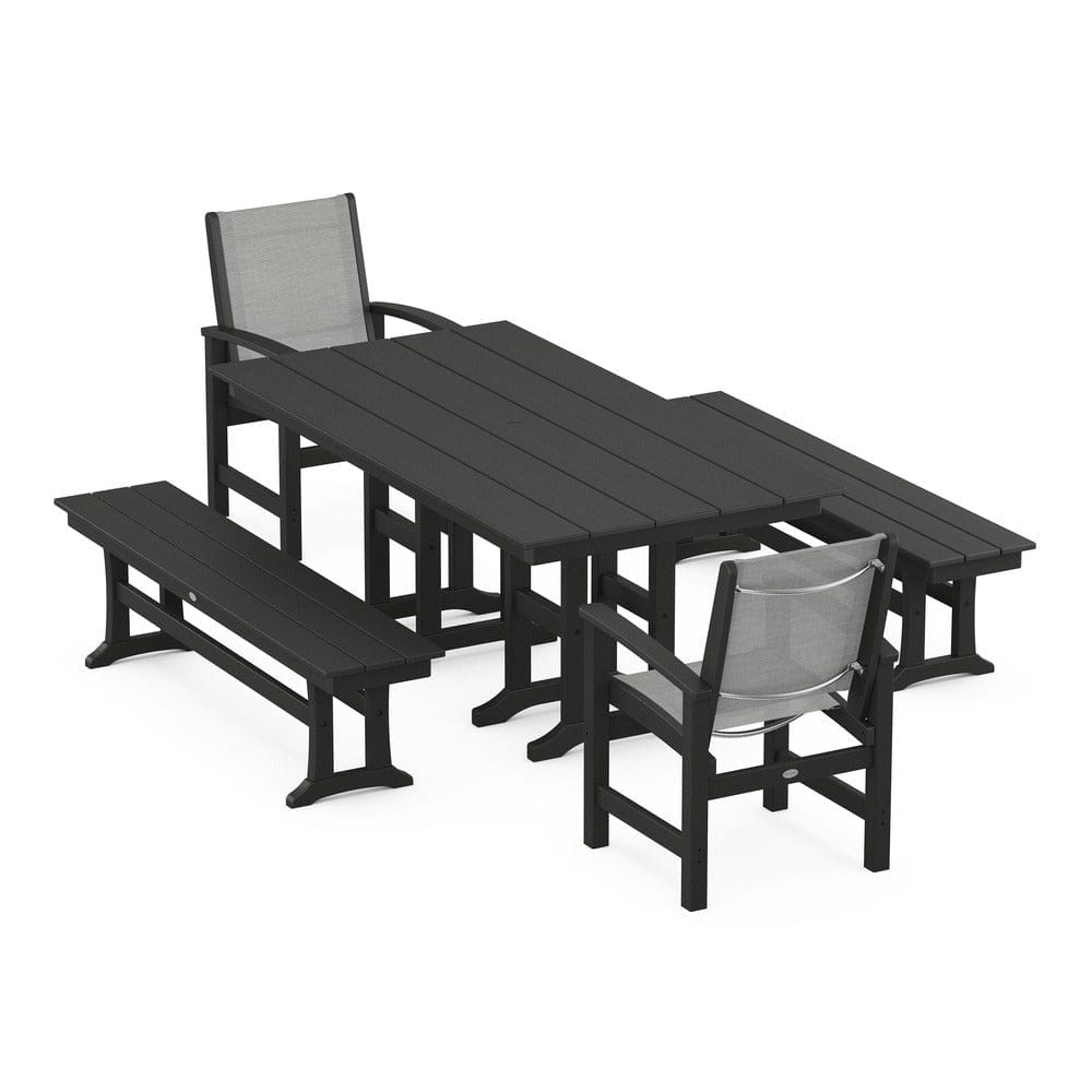 POLYWOOD® - Coastal 5-Piece Farmhouse Dining Set - PWS1175 Outdoor Furniture POLYWOOD®