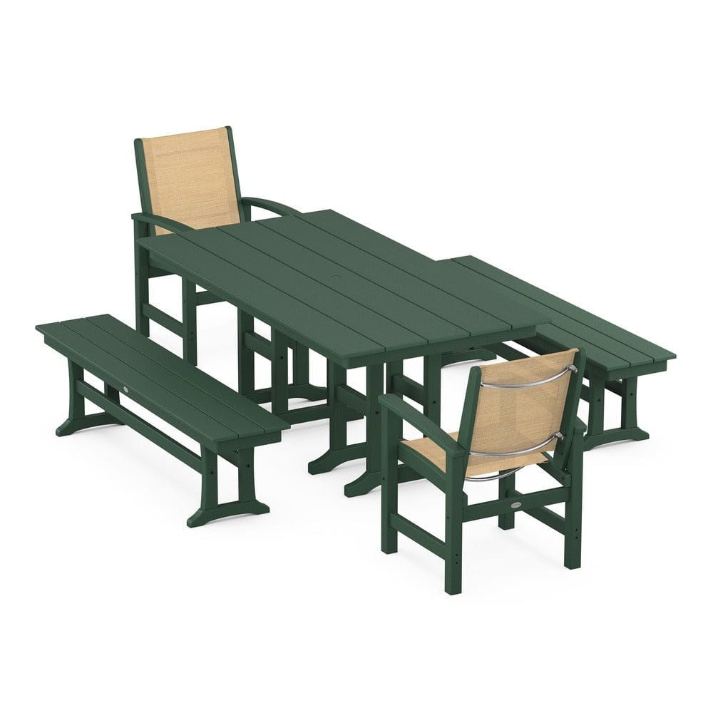 POLYWOOD® - Coastal 5-Piece Farmhouse Dining Set - PWS1175 Outdoor Furniture POLYWOOD®
