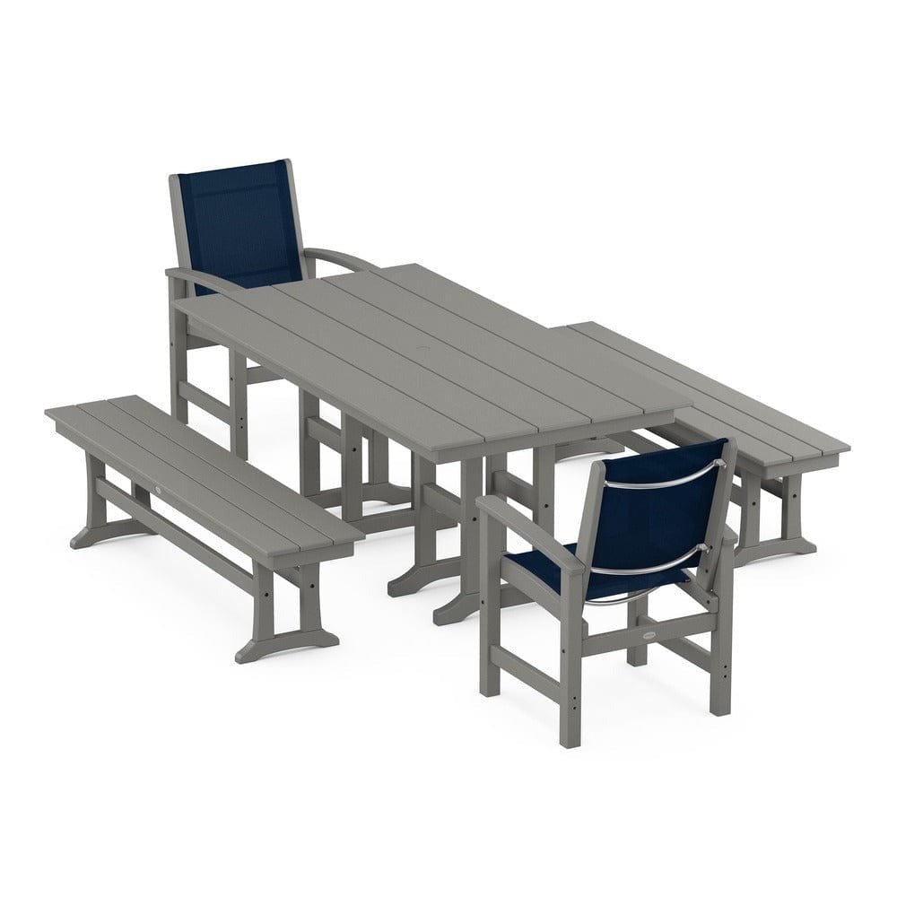 POLYWOOD® - Coastal 5-Piece Farmhouse Dining Set - PWS1175