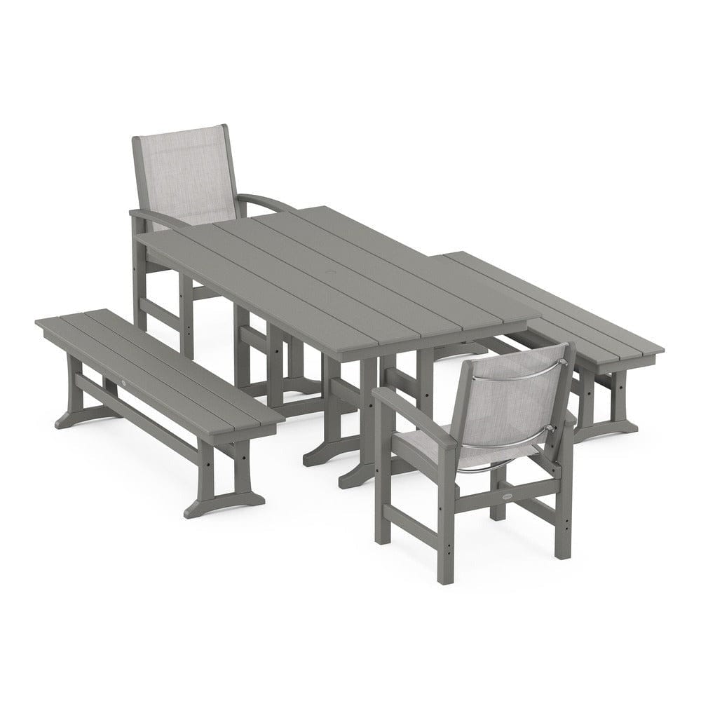 POLYWOOD® - Coastal 5-Piece Farmhouse Dining Set - PWS1175 Outdoor Furniture POLYWOOD®