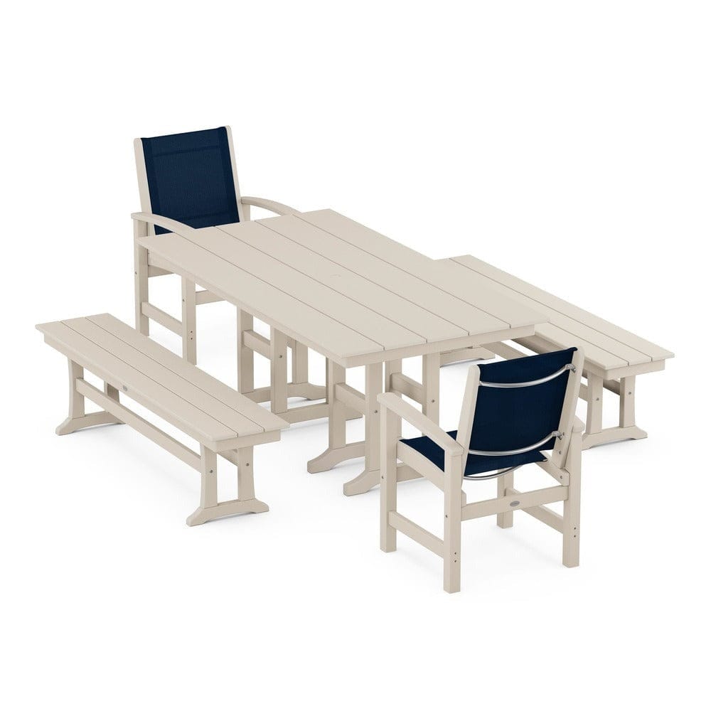 POLYWOOD® - Coastal 5-Piece Farmhouse Dining Set - PWS1175