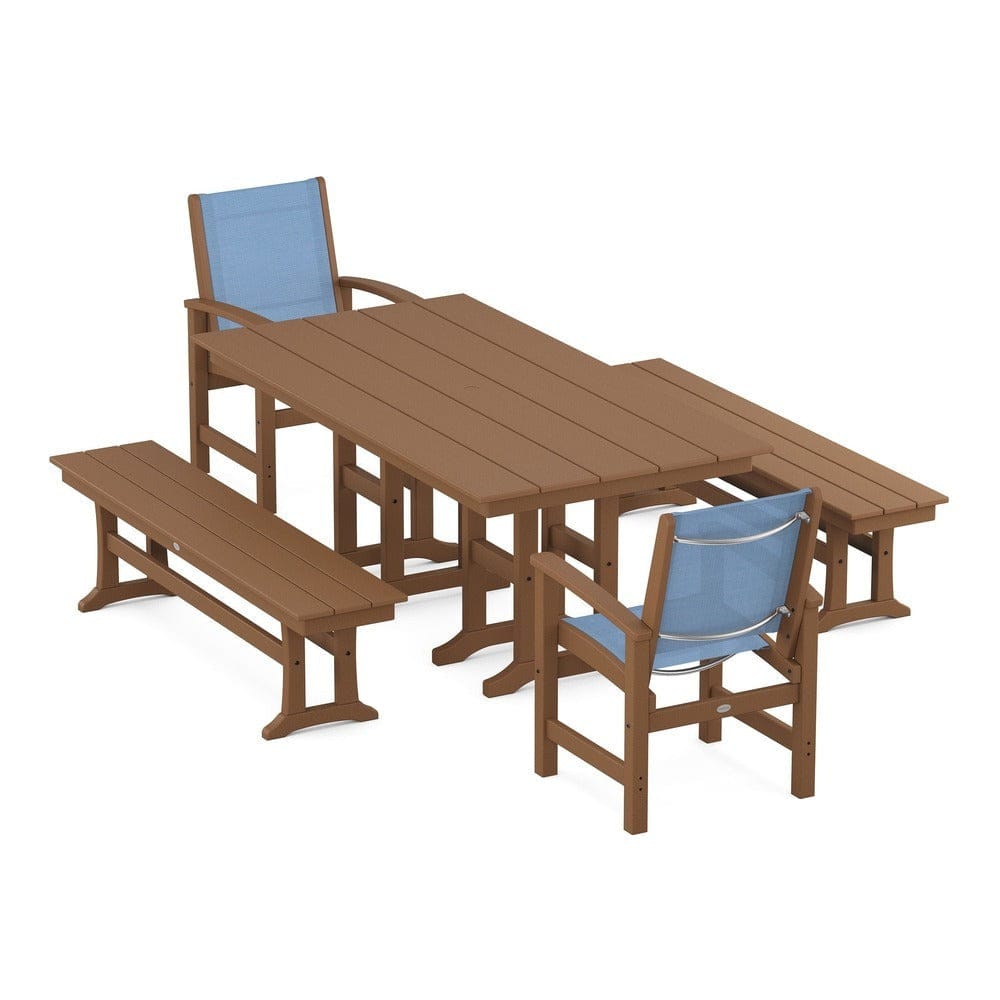 POLYWOOD® - Coastal 5-Piece Farmhouse Dining Set - PWS1175