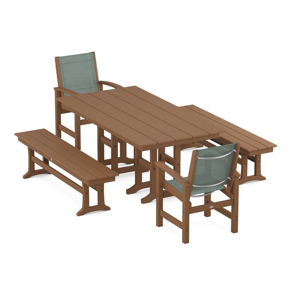 POLYWOOD® - Coastal 5-Piece Farmhouse Dining Set - PWS1175 Outdoor Furniture POLYWOOD®