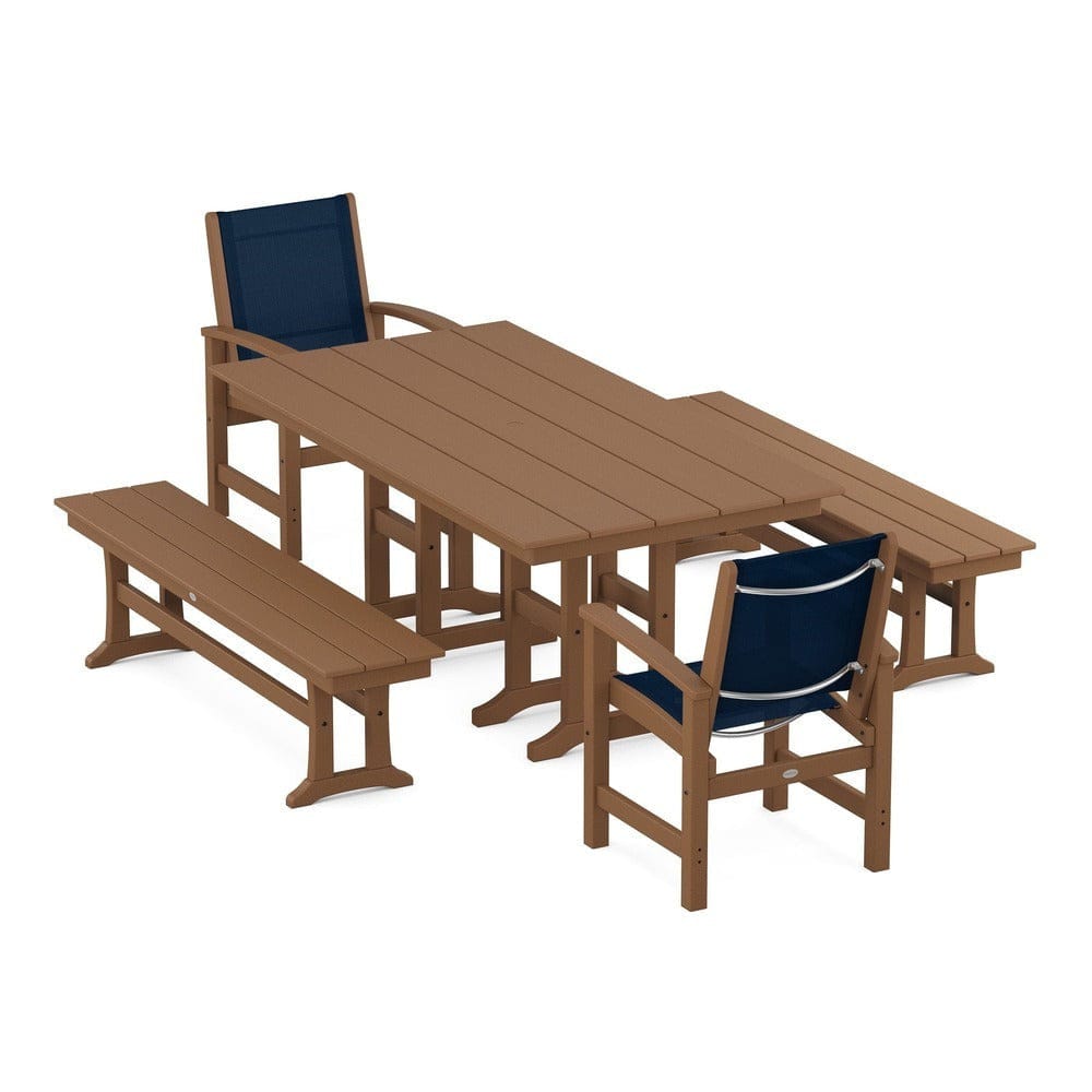 POLYWOOD® - Coastal 5-Piece Farmhouse Dining Set - PWS1175 Outdoor Furniture POLYWOOD®