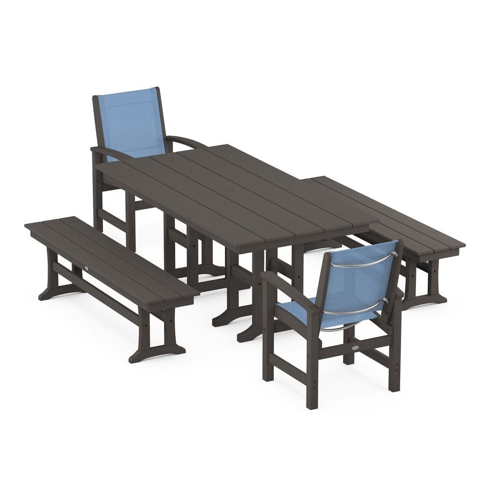 POLYWOOD® - Coastal 5-Piece Farmhouse Dining Set - PWS1175