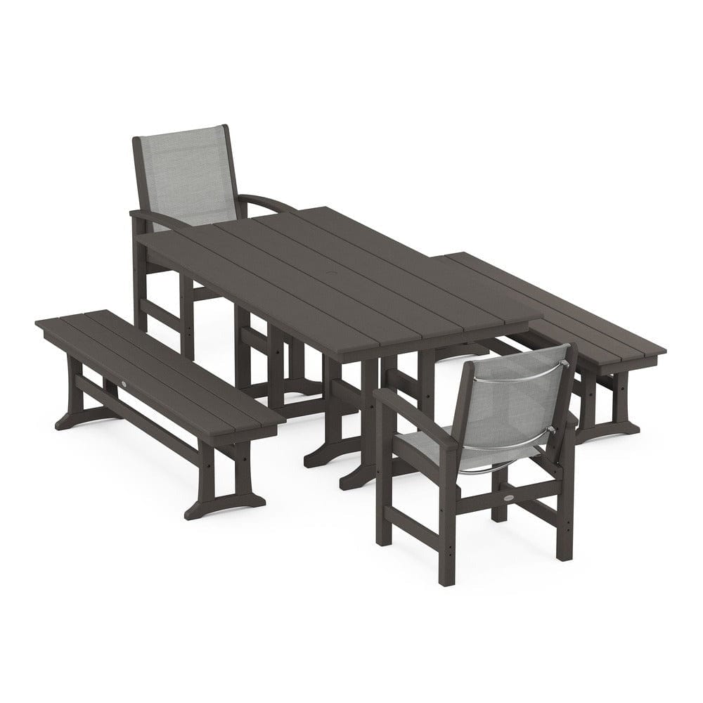 POLYWOOD® - Coastal 5-Piece Farmhouse Dining Set - PWS1175 Outdoor Furniture POLYWOOD®