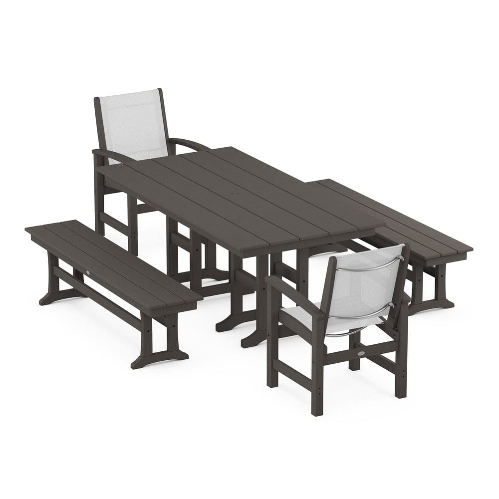 POLYWOOD® - Coastal 5-Piece Farmhouse Dining Set - PWS1175