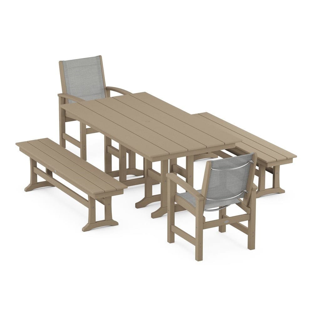 POLYWOOD® - Coastal 5-Piece Farmhouse Dining Set - PWS1175