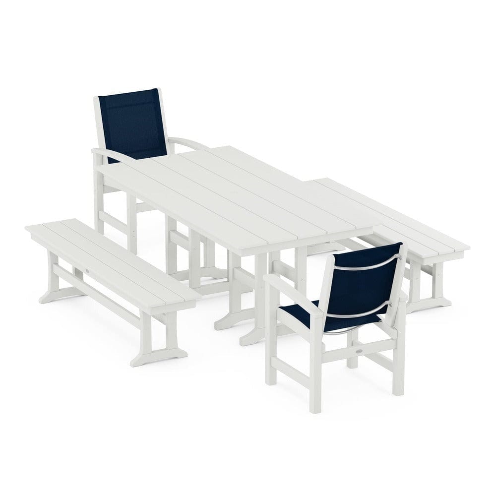 POLYWOOD® - Coastal 5-Piece Farmhouse Dining Set - PWS1175