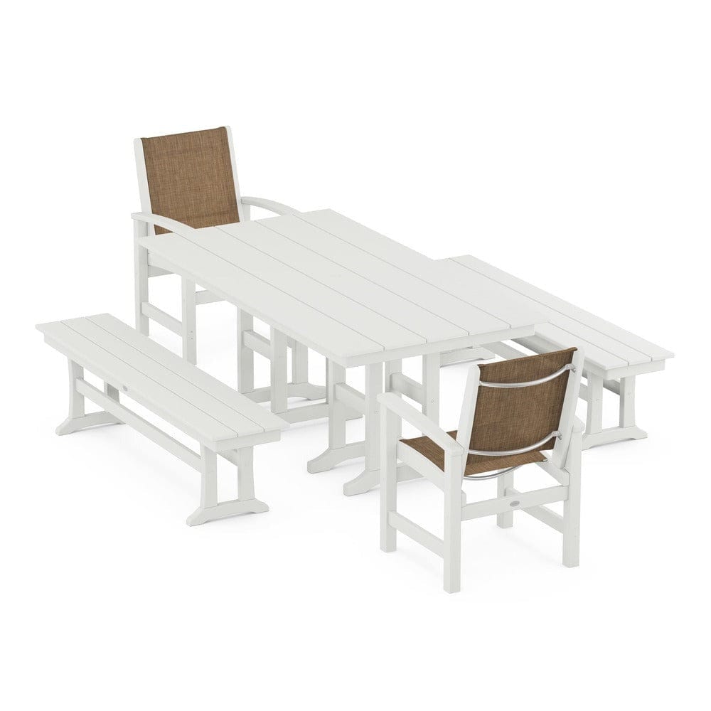 POLYWOOD® - Coastal 5-Piece Farmhouse Dining Set - PWS1175 Outdoor Furniture POLYWOOD®