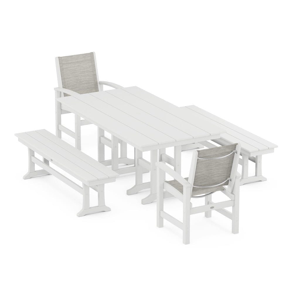 POLYWOOD® - Coastal 5-Piece Farmhouse Dining Set - PWS1175 Outdoor Furniture POLYWOOD®