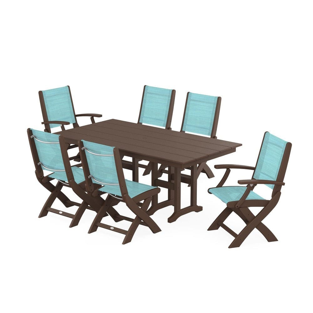 POLYWOOD® - Coastal Folding Chair 7-Piece Farmhouse Dining Set - PWS1176 Outdoor Furniture POLYWOOD®