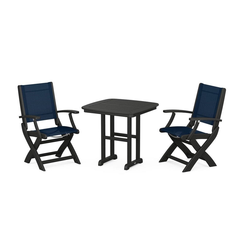 POLYWOOD® - Coastal Folding Chair 3-Piece Dining Set - PWS1206 Outdoor Furniture POLYWOOD®
