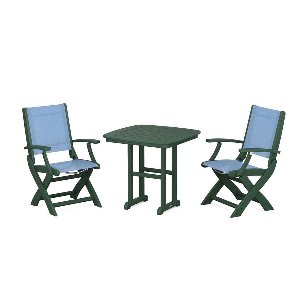 POLYWOOD® - Coastal Folding Chair 3-Piece Dining Set - PWS1206 Outdoor Furniture POLYWOOD®
