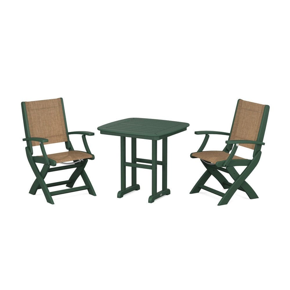 POLYWOOD® - Coastal Folding Chair 3-Piece Dining Set - PWS1206 Outdoor Furniture POLYWOOD®
