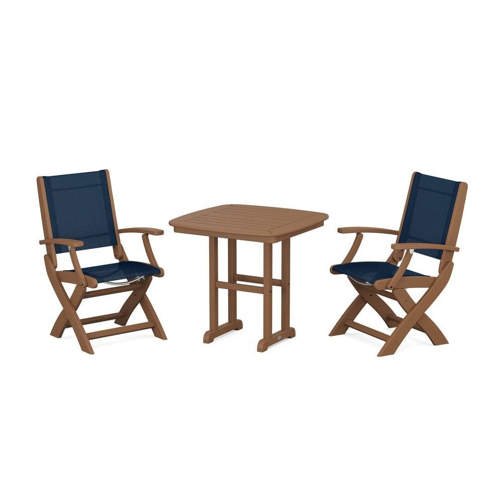 POLYWOOD® - Coastal Folding Chair 3-Piece Dining Set - PWS1206 Outdoor Furniture POLYWOOD®