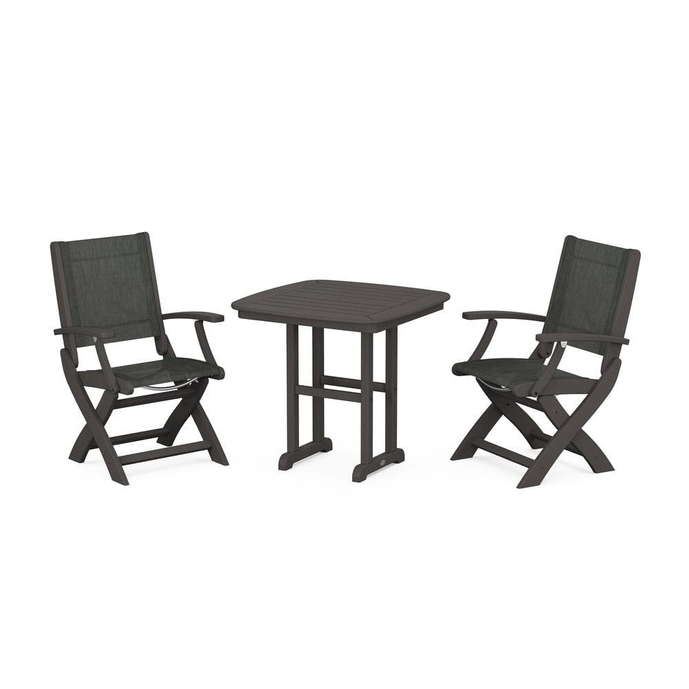 POLYWOOD® - Coastal Folding Chair 3-Piece Dining Set - PWS1206 Outdoor Furniture POLYWOOD®