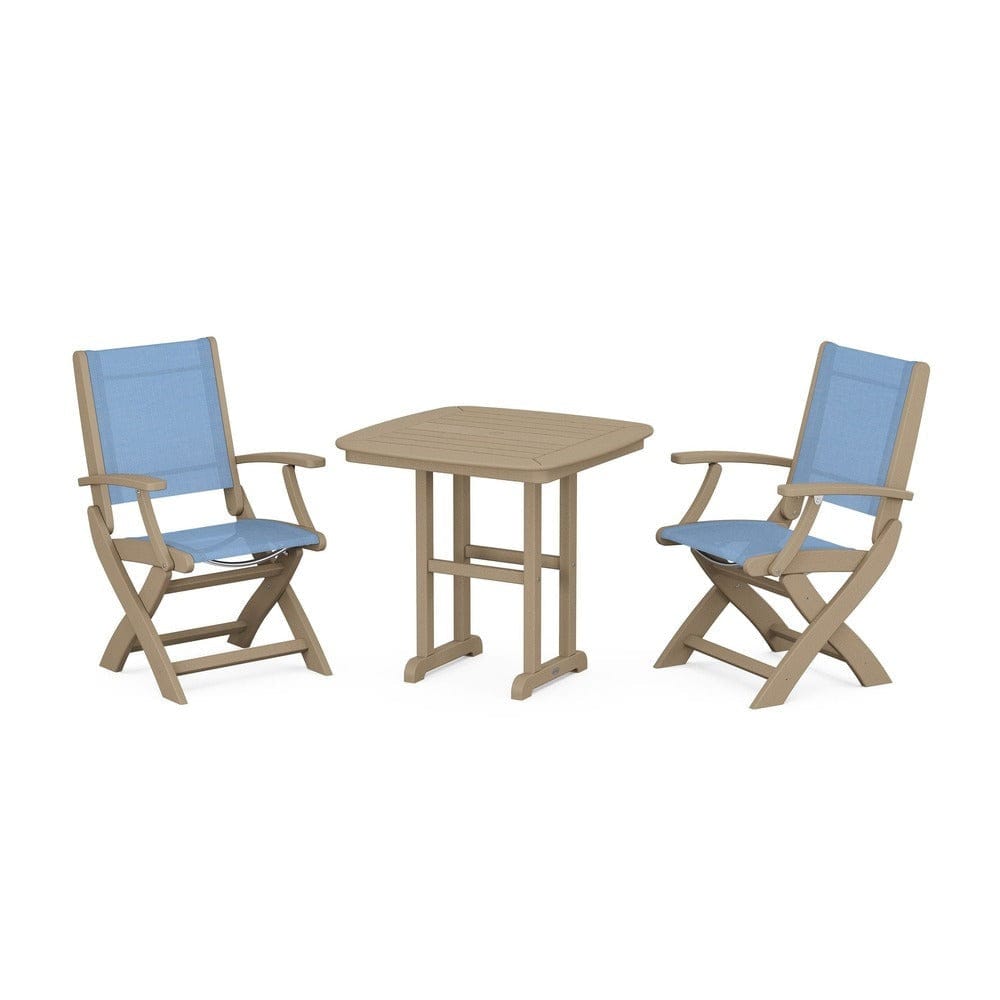 POLYWOOD® - Coastal Folding Chair 3-Piece Dining Set - PWS1206 Outdoor Furniture POLYWOOD®