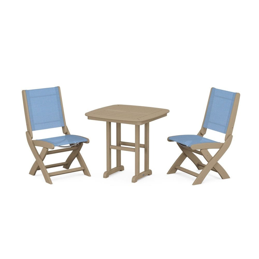 POLYWOOD® - Coastal Folding Side Chair 3-Piece Dining Set - PWS1207 Outdoor Furniture POLYWOOD®