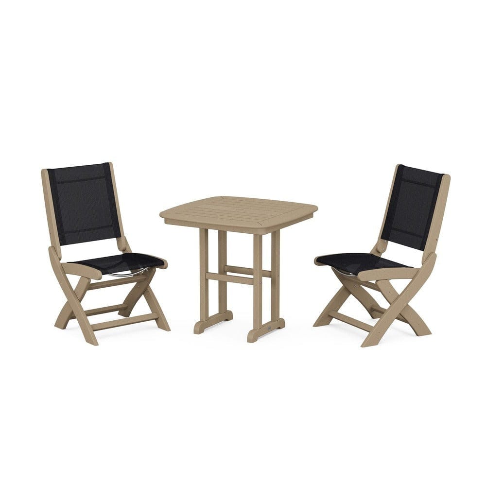 POLYWOOD® - Coastal Folding Side Chair 3-Piece Dining Set - PWS1207 Outdoor Furniture POLYWOOD®