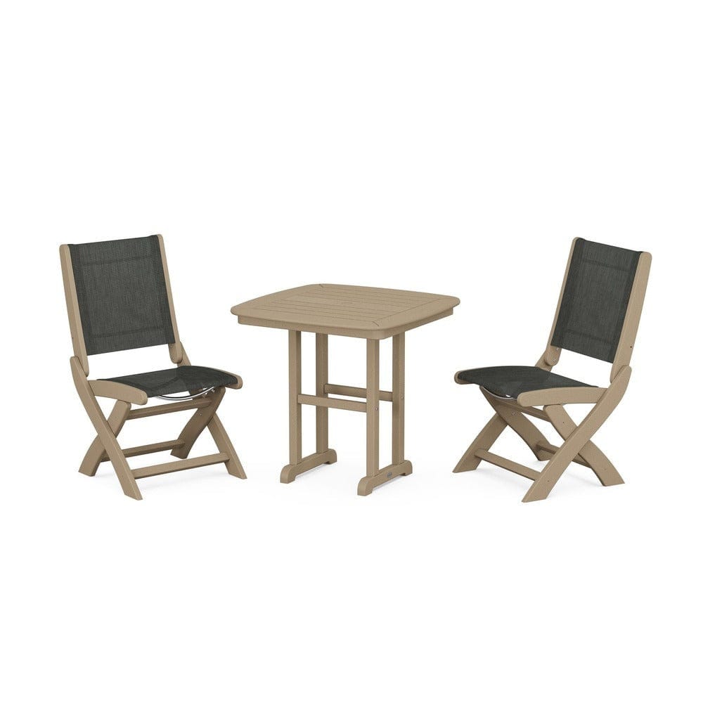 POLYWOOD® - Coastal Folding Side Chair 3-Piece Dining Set - PWS1207 Outdoor Furniture POLYWOOD®