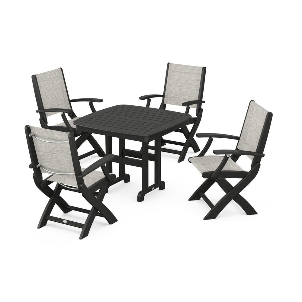 POLYWOOD® - Coastal Folding Chair 5-Piece Dining Set - PWS1237 Outdoor Furniture POLYWOOD®