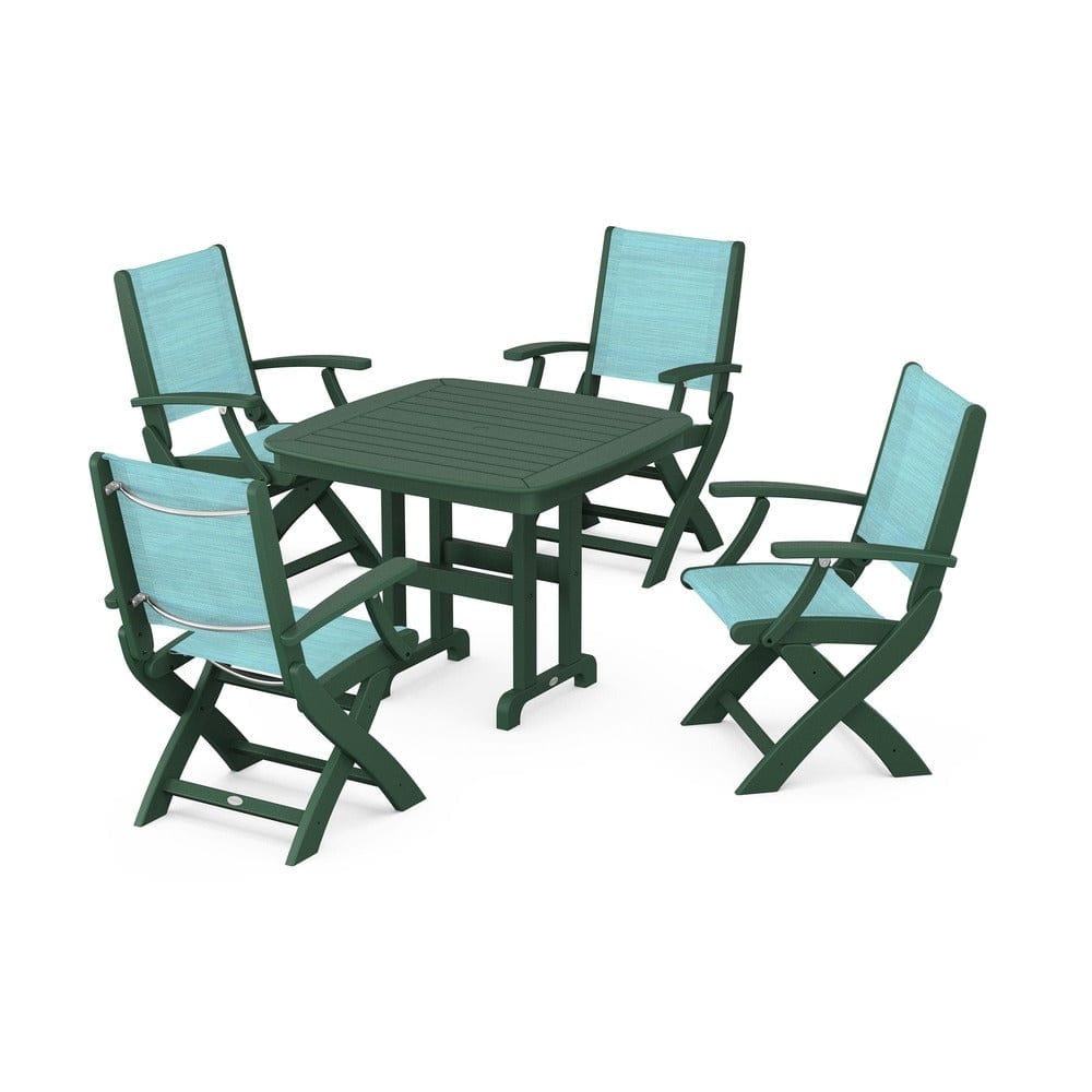 POLYWOOD® - Coastal Folding Chair 5-Piece Dining Set - PWS1237 Outdoor Furniture POLYWOOD®