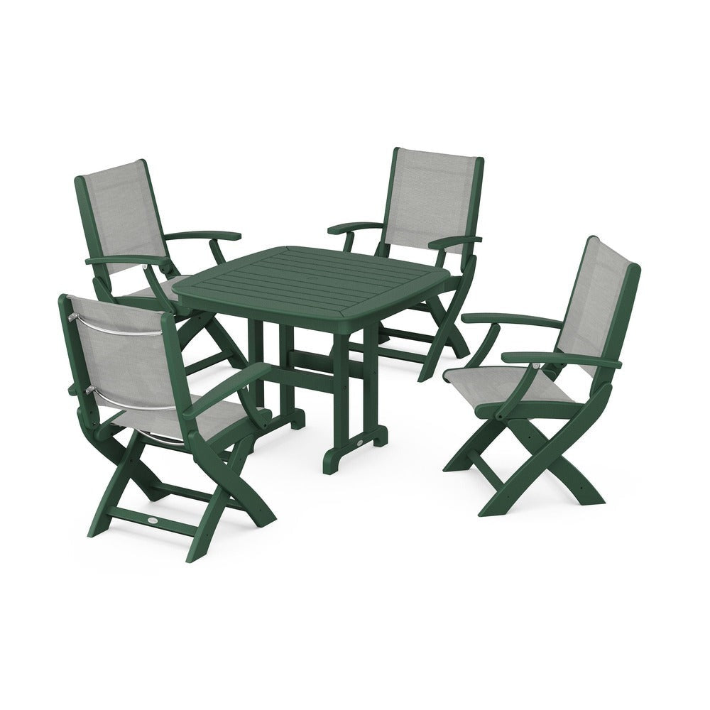 POLYWOOD® - Coastal Folding Chair 5-Piece Dining Set - PWS1237