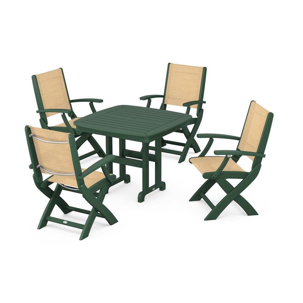 POLYWOOD® - Coastal Folding Chair 5-Piece Dining Set - PWS1237 Outdoor Furniture POLYWOOD®