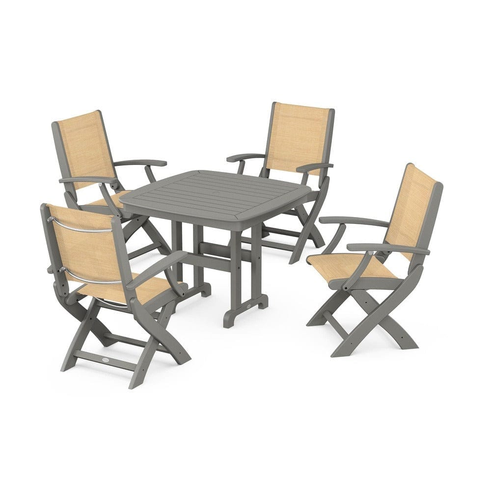 POLYWOOD® - Coastal Folding Chair 5-Piece Dining Set - PWS1237