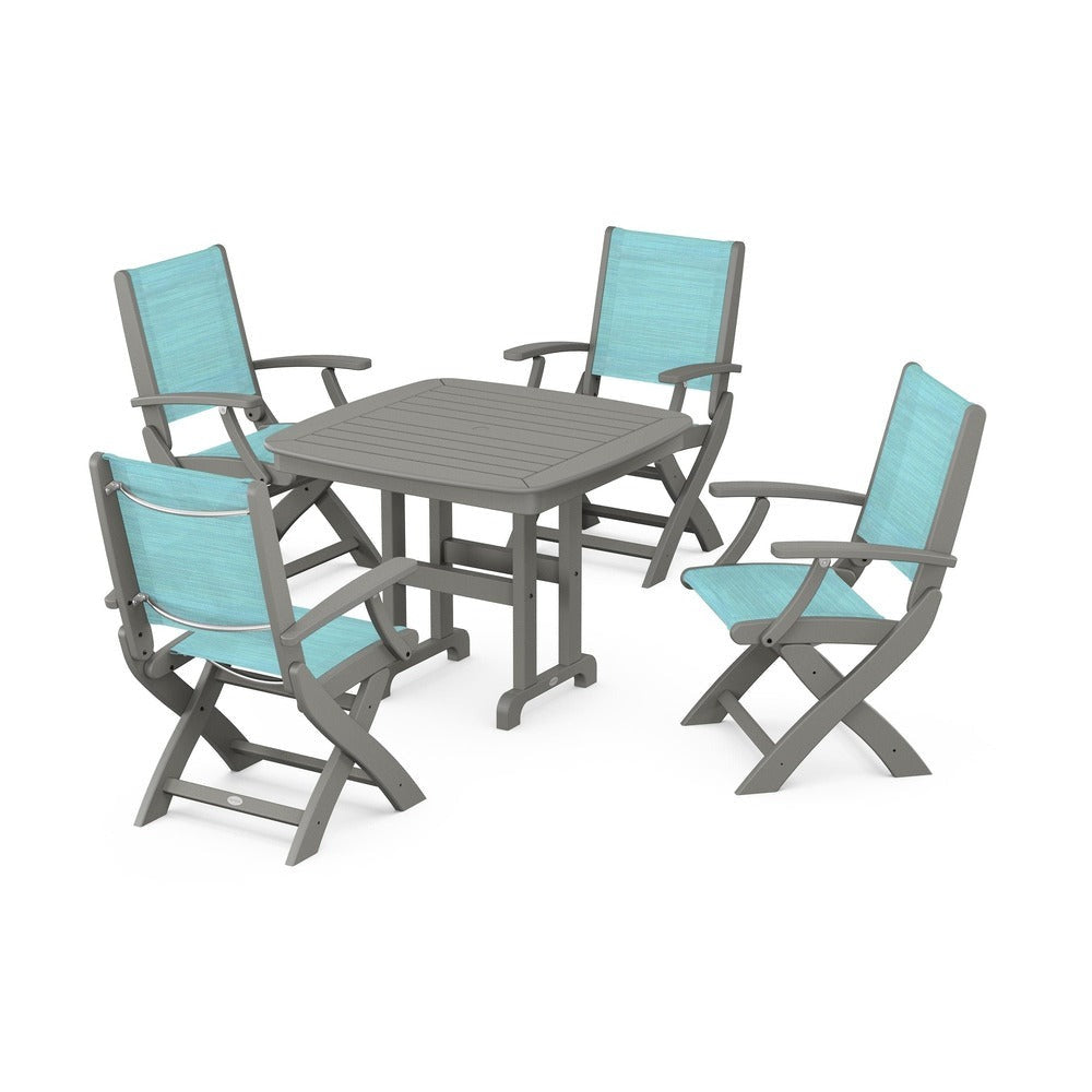 POLYWOOD® - Coastal Folding Chair 5-Piece Dining Set - PWS1237