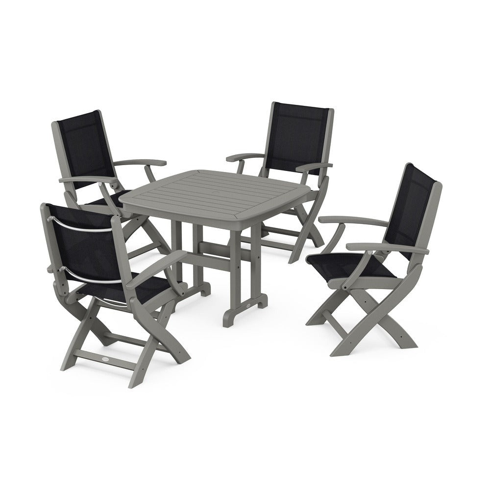POLYWOOD® - Coastal Folding Chair 5-Piece Dining Set - PWS1237