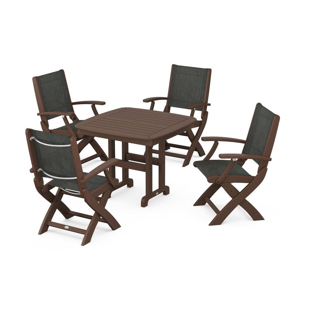 POLYWOOD® - Coastal Folding Chair 5-Piece Dining Set - PWS1237 Outdoor Furniture POLYWOOD®