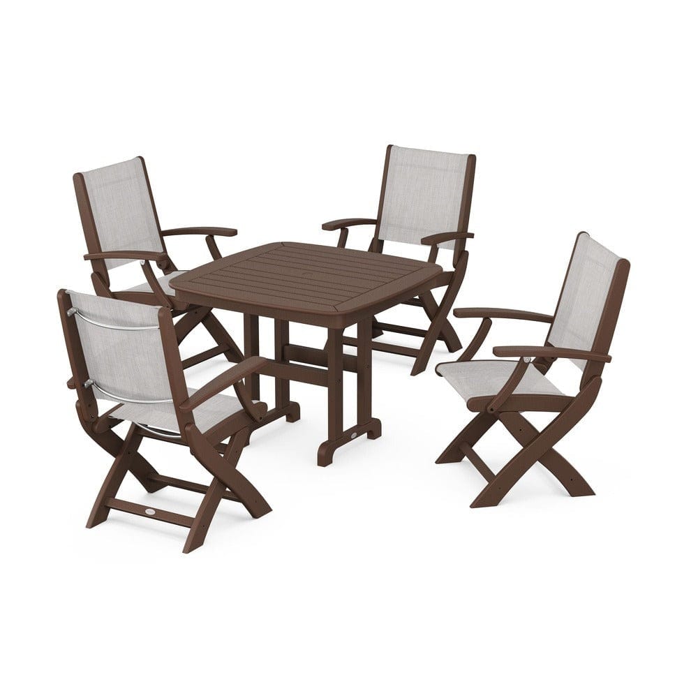 POLYWOOD® - Coastal Folding Chair 5-Piece Dining Set - PWS1237 Outdoor Furniture POLYWOOD®