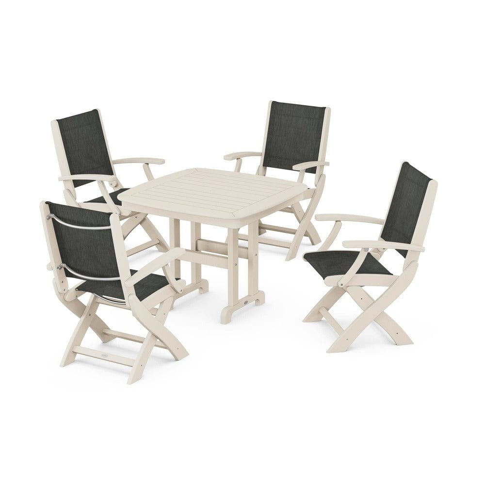 POLYWOOD® - Coastal Folding Chair 5-Piece Dining Set - PWS1237