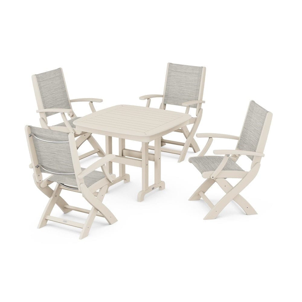 POLYWOOD® - Coastal Folding Chair 5-Piece Dining Set - PWS1237