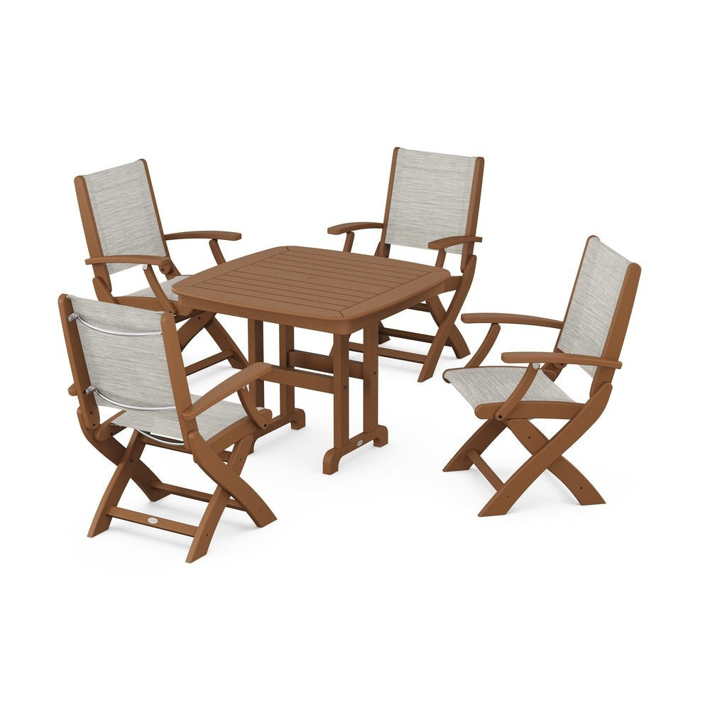 POLYWOOD® - Coastal Folding Chair 5-Piece Dining Set - PWS1237