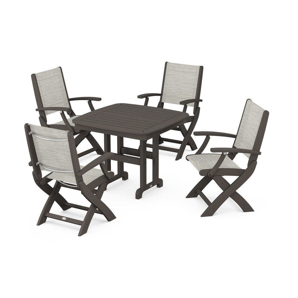 POLYWOOD® - Coastal Folding Chair 5-Piece Dining Set - PWS1237