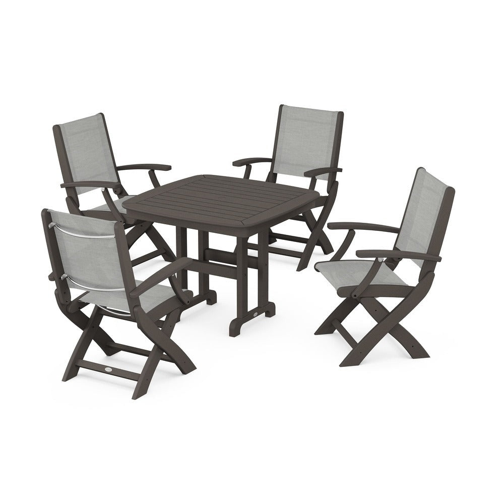 POLYWOOD® - Coastal Folding Chair 5-Piece Dining Set - PWS1237